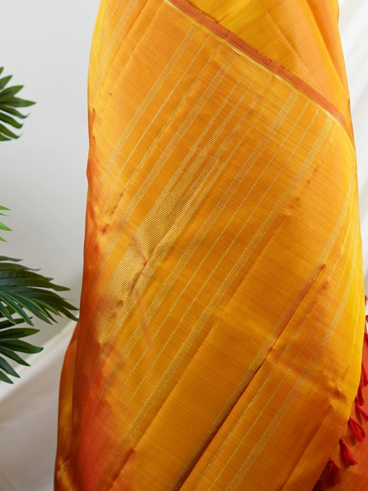 Kanchipuram Silk Orange 100% Pure Silk  - Manoranjitham Weaves - Handloom Store