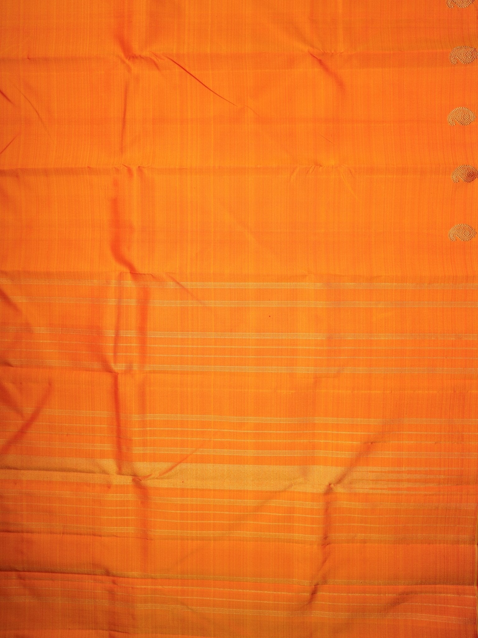Kanchipuram Silk Orange 100% Pure Silk  - Manoranjitham Weaves - Handloom Store