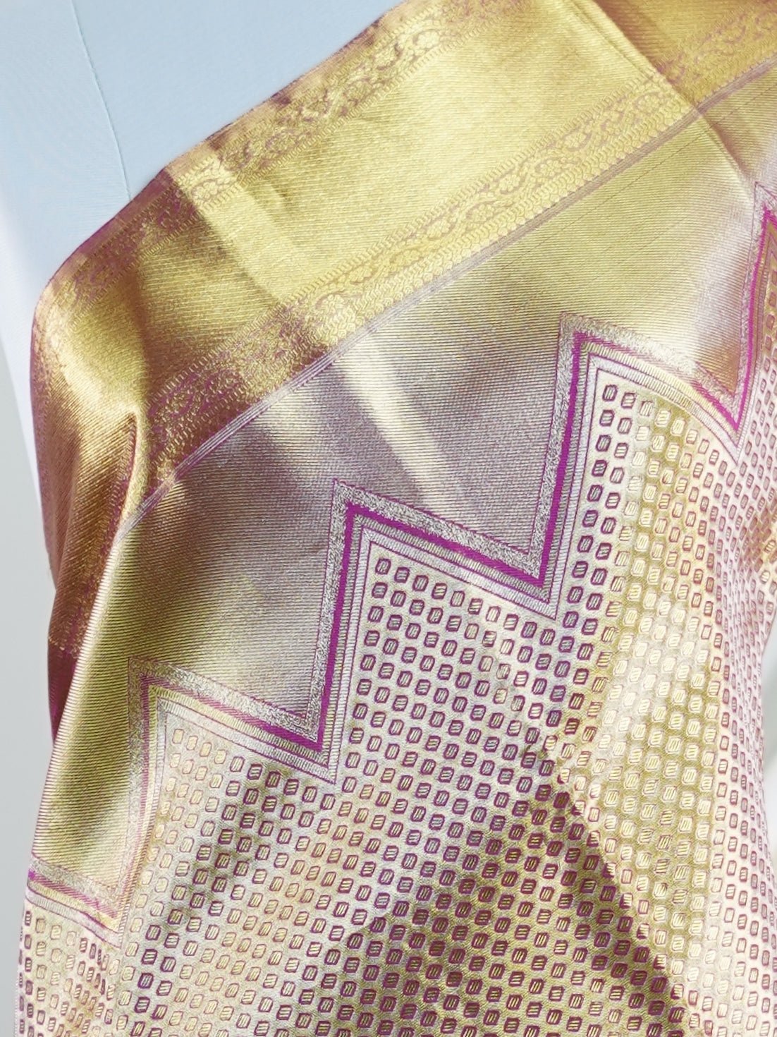 Kanchipuram Silk Ivory 100% Pure Silk  - Manoranjitham Weaves - Handloom Store