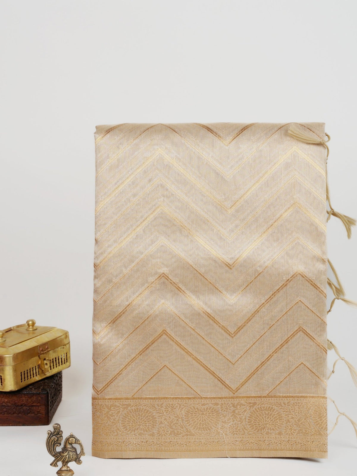 tissue Gold Kora Semi Tissue - Manoranjitham Weaves - Handloom Store