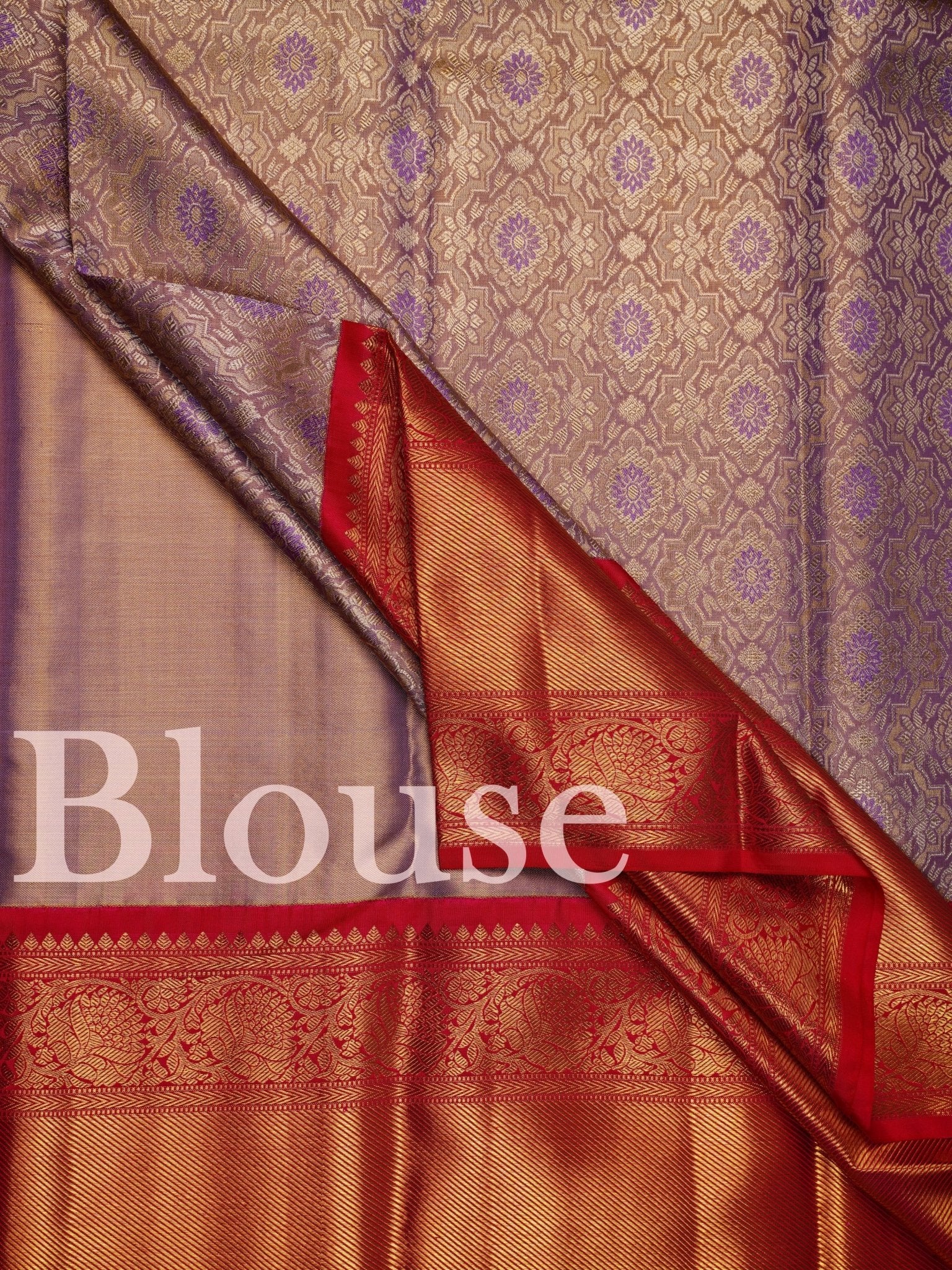 Kanchipuram Silk Lilac 100% Pure Silk  - Manoranjitham Weaves - Handloom Store