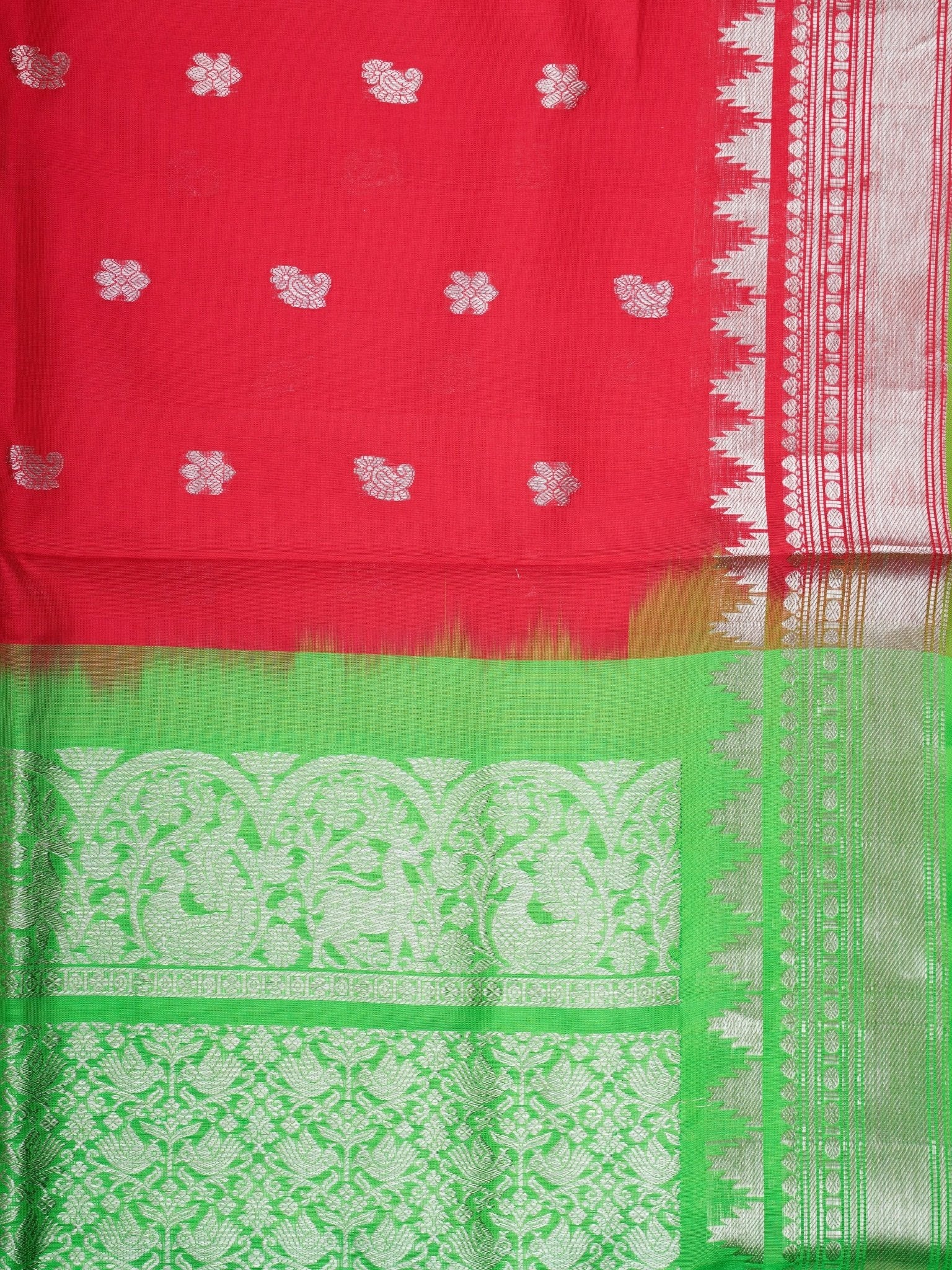 Venkatagiri Silk Red 100% Pure Silk  - Manoranjitham Weaves - Handloom Store