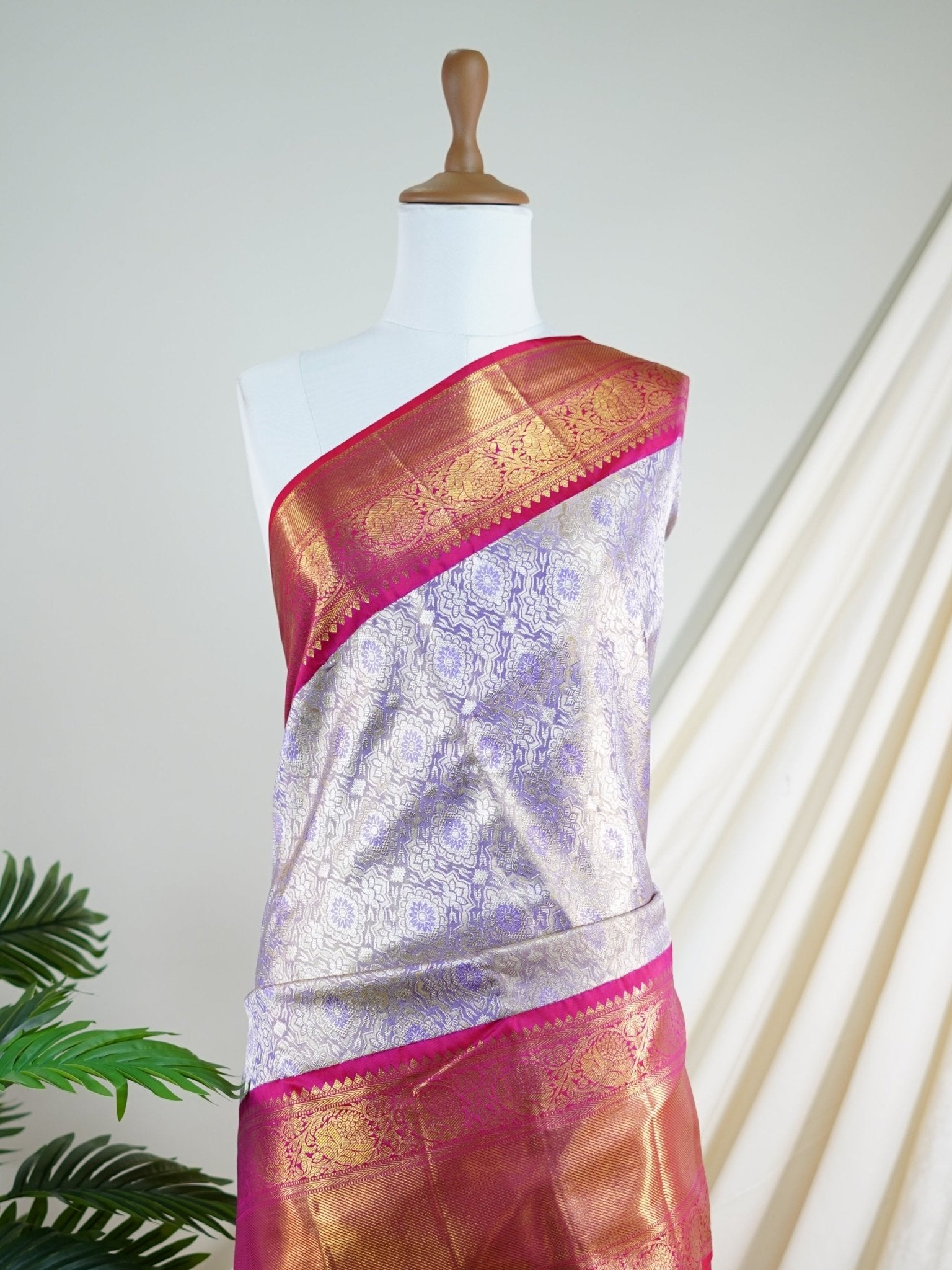 Kanchipuram Silk Lilac 100% Pure Silk  - Manoranjitham Weaves - Handloom Store