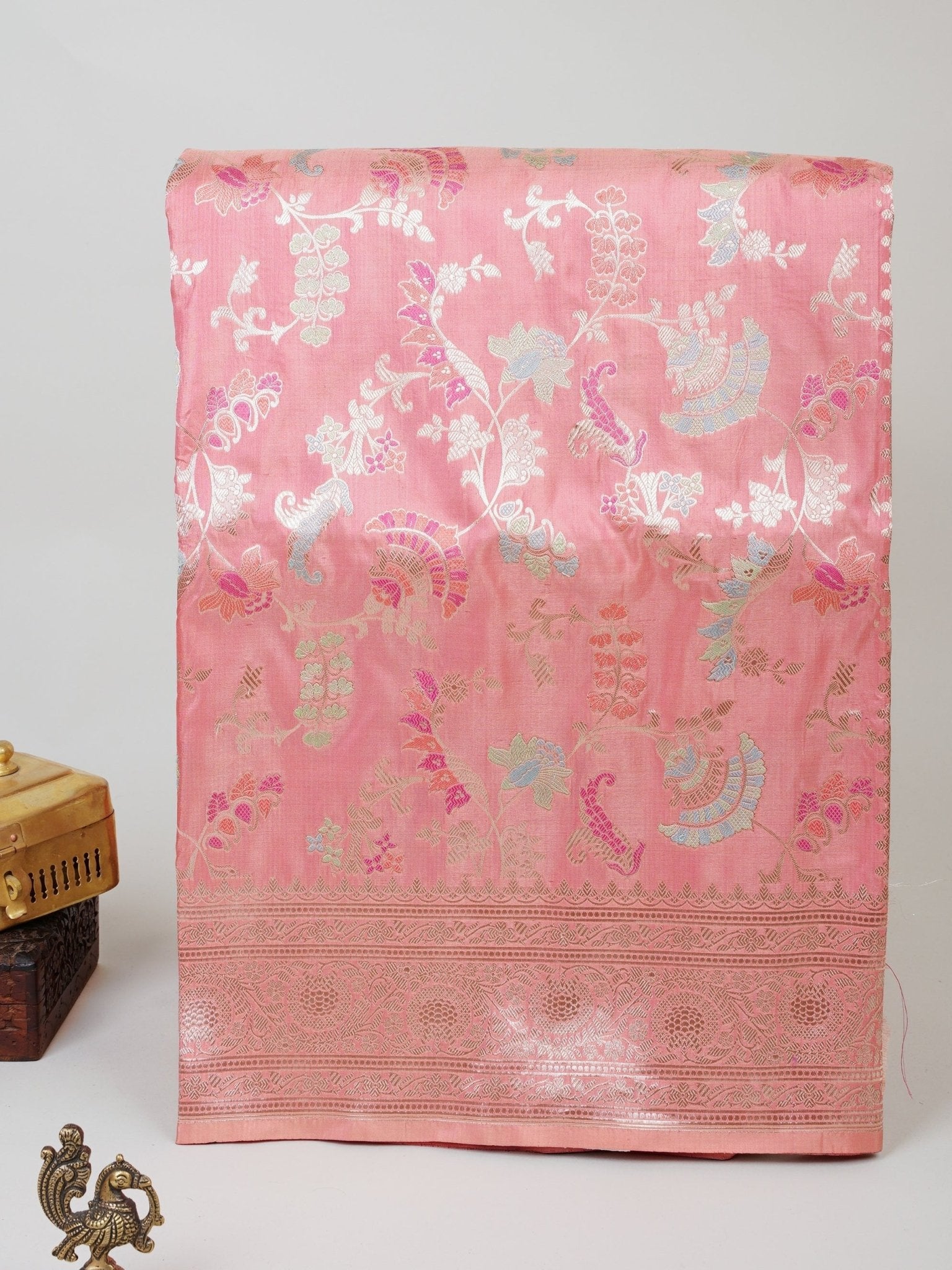 Katan Light Pink 100% Pure Katan Silk Manoranjitham Weaves - Handloom Store