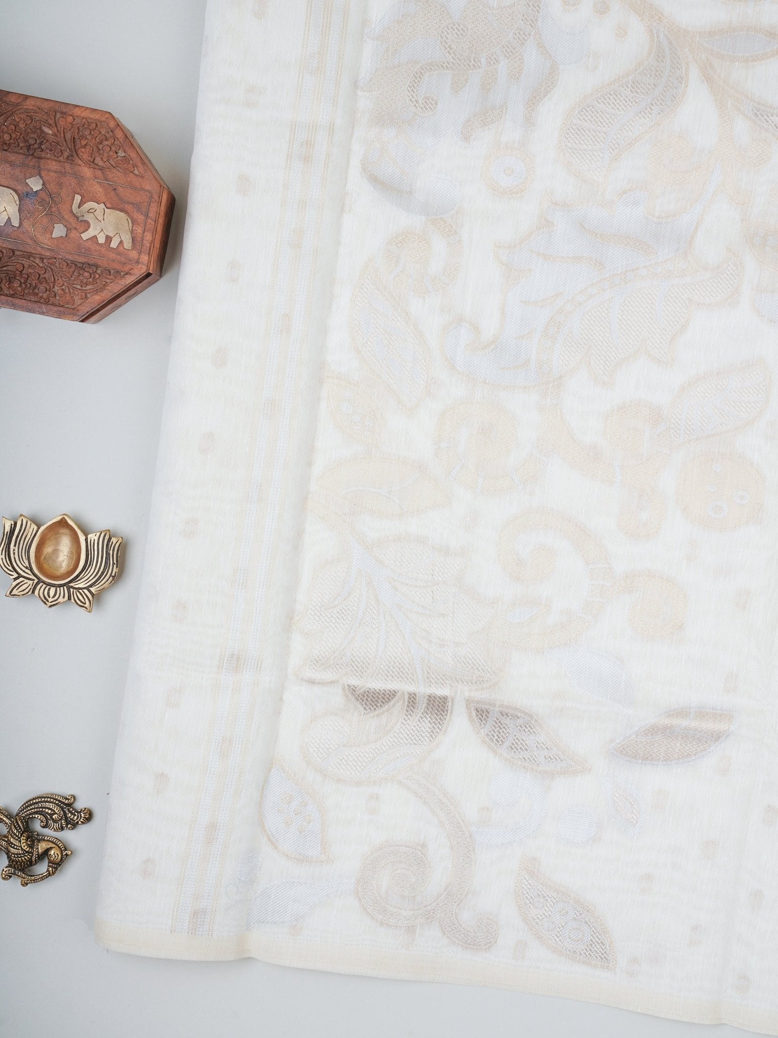 Cotton Cream Linen Cotton Manoranjitham Weaves - Handloom Store