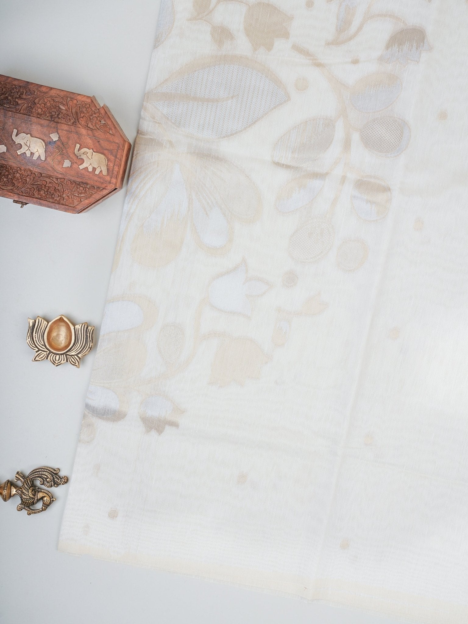 Cotton Cream Linen Cotton Manoranjitham Weaves - Handloom Store