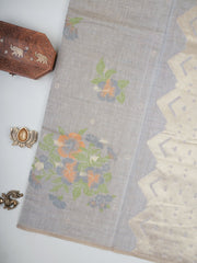 Cotton Grey 100% Pure Cotton Manoranjitham Weaves - Handloom Store