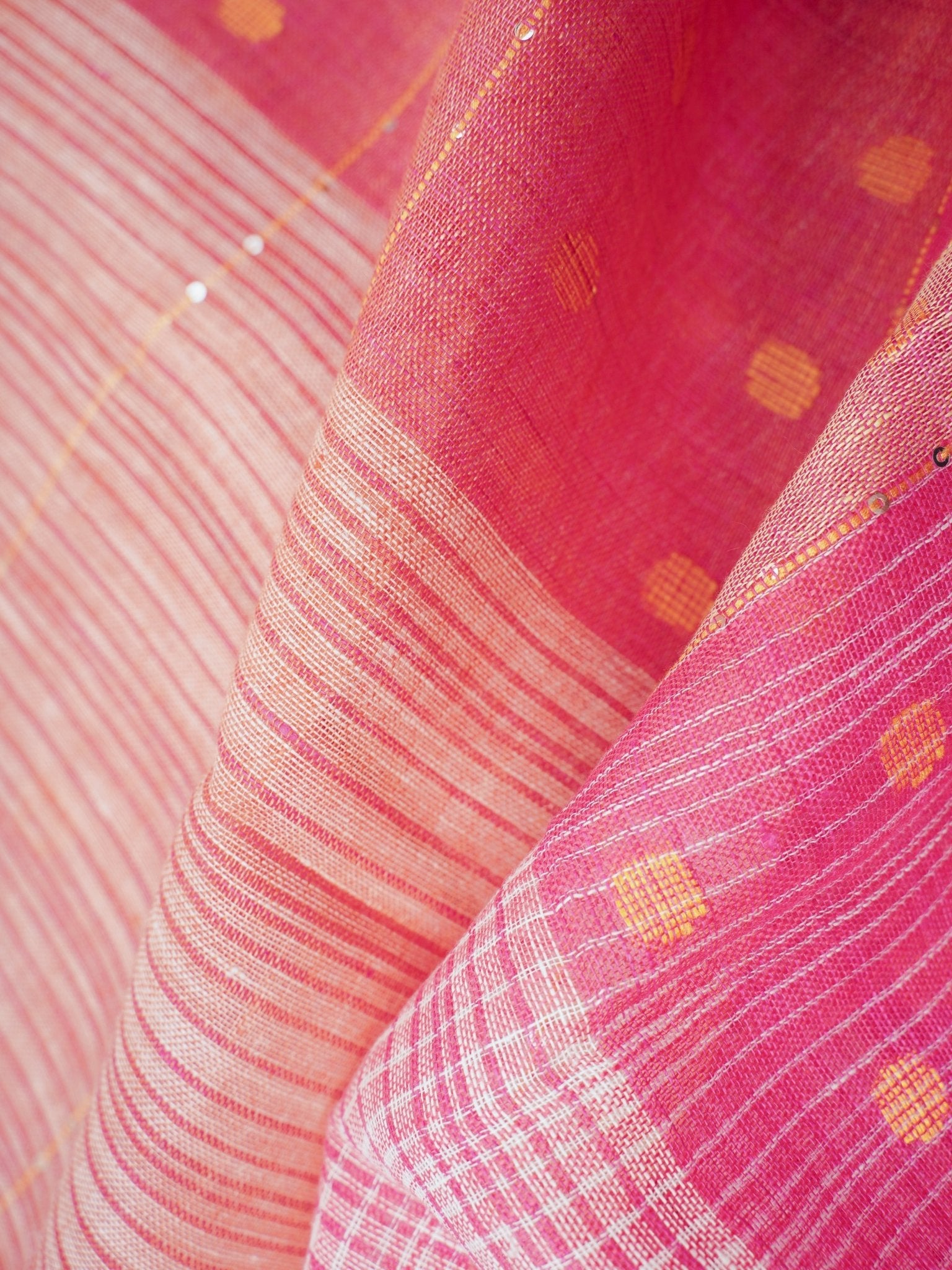 Linen Pink  100% Pure Linen Manoranjitham Weaves - Handloom Store