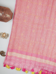 Linen Pink  100% Pure Linen Manoranjitham Weaves - Handloom Store