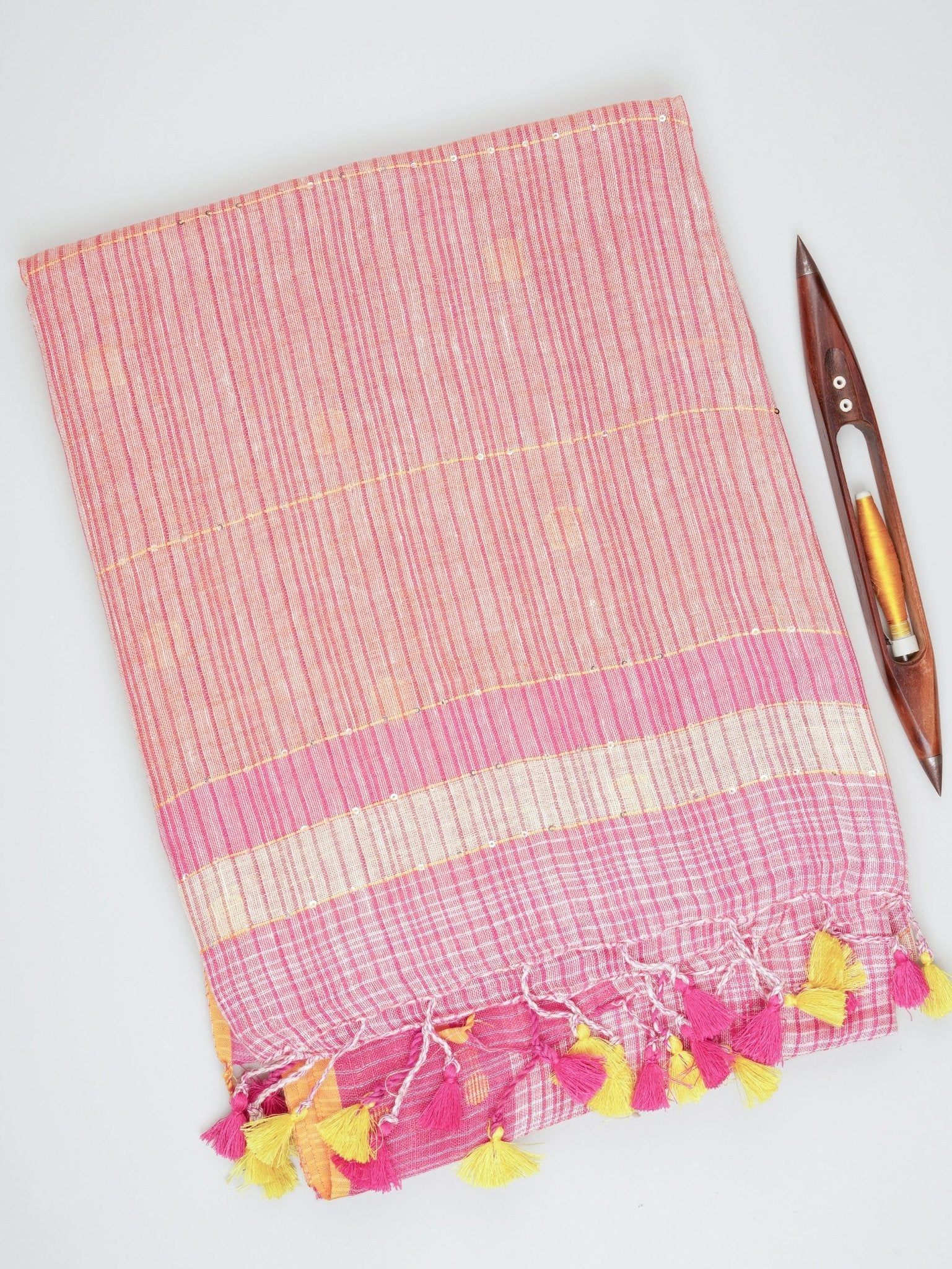 Linen Pink  100% Pure Linen Manoranjitham Weaves - Handloom Store