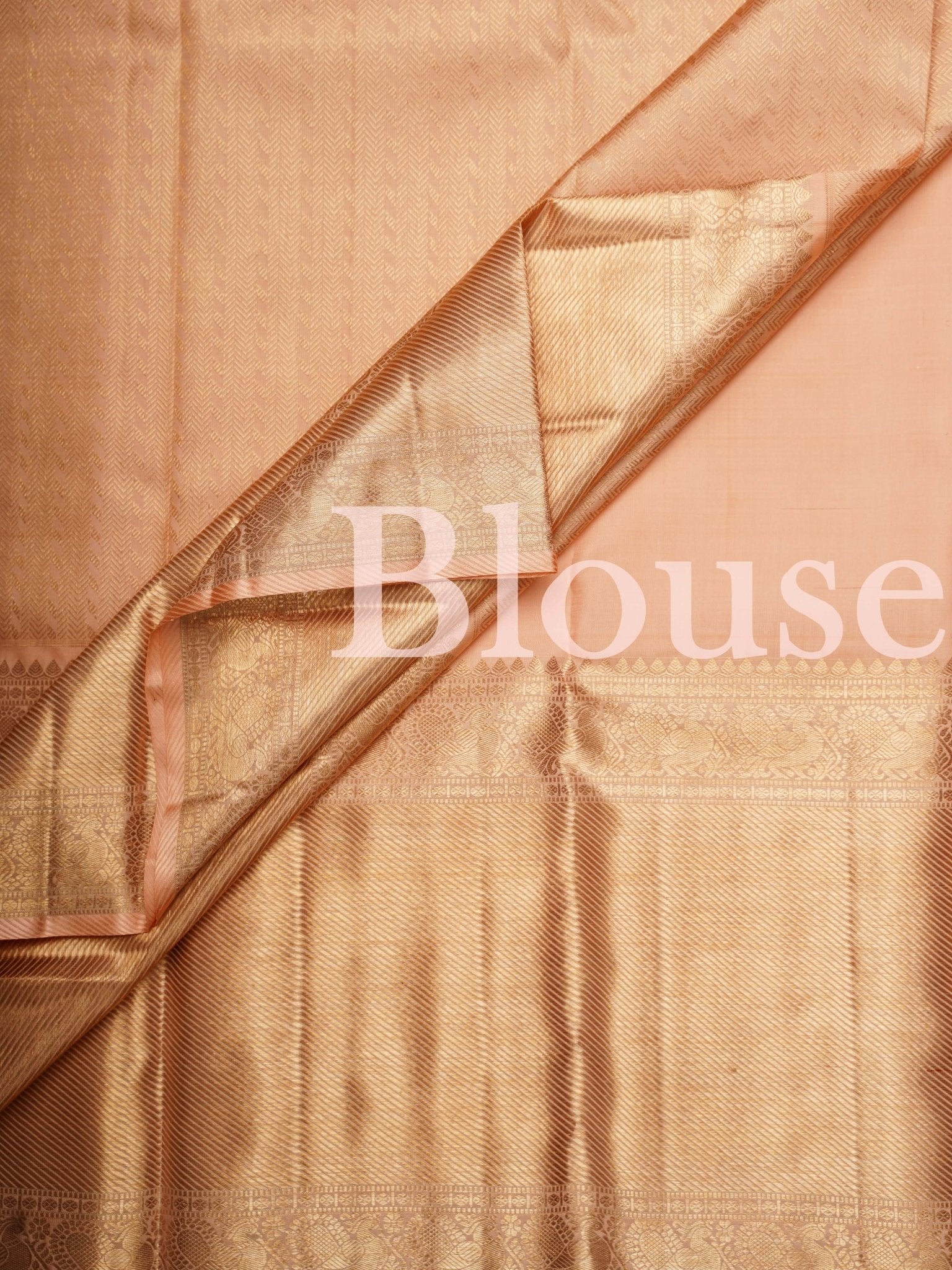 Kanchipuram Silk Peach  100% Pure Silk  Manoranjitham Weaves - Handloom Store