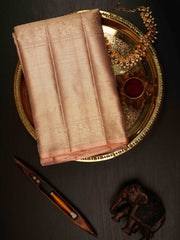 Kanchipuram Silk Peach  100% Pure Silk  Manoranjitham Weaves - Handloom Store