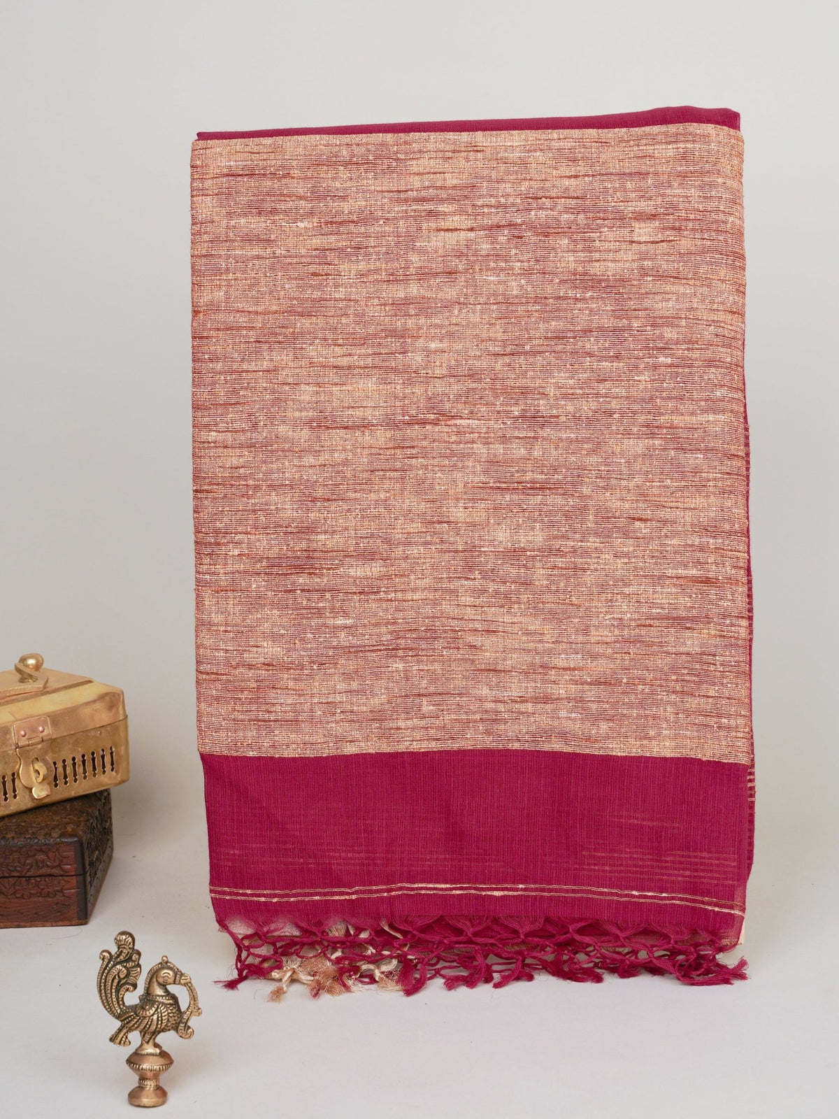 Handspun Cotton Maroon Handpsun Cotton Manoranjitham Weaves - Handloom Store