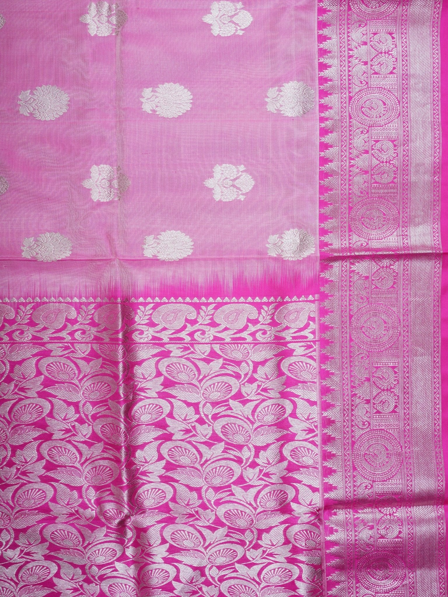 Venkatagiri Silk Pink 100% Pure Silk  - Manoranjitham Weaves - Handloom Store