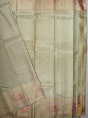Kanchipuram Silk Light Mint Green 100% Pure Silk  Manoranjitham Weaves - Handloom Store