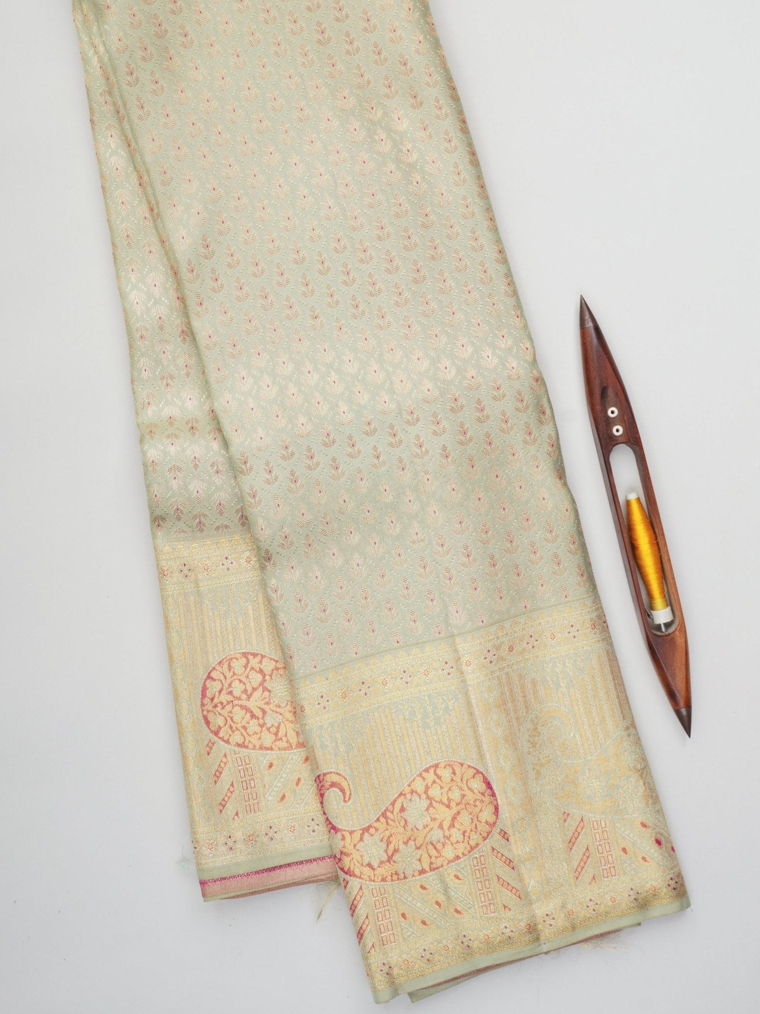 Kanchipuram Silk Light Mint Green 100% Pure Silk  Manoranjitham Weaves - Handloom Store