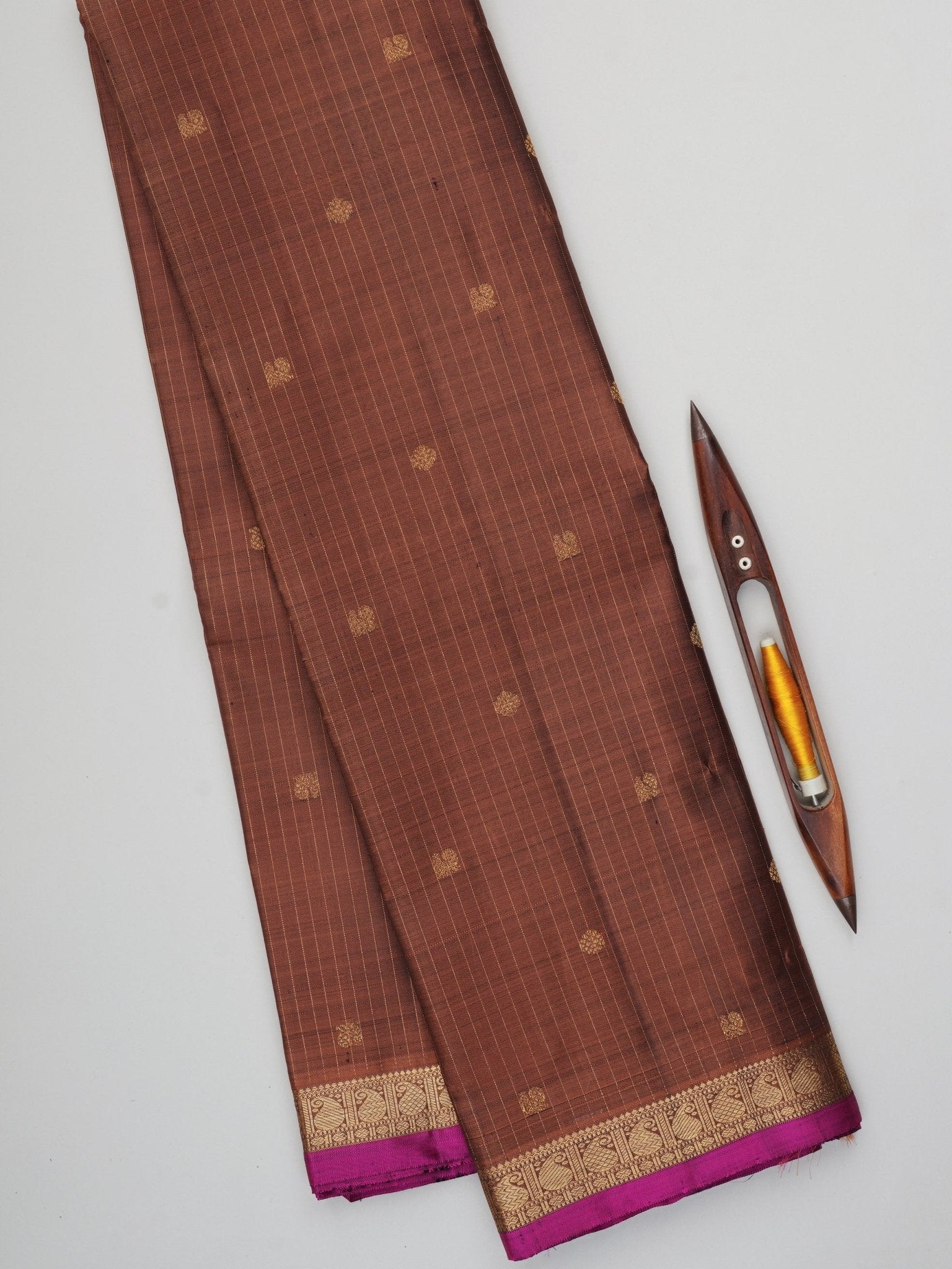 Kanchipuram Silk Brown 100% Pure Silk  Manoranjitham Weaves - Handloom Store