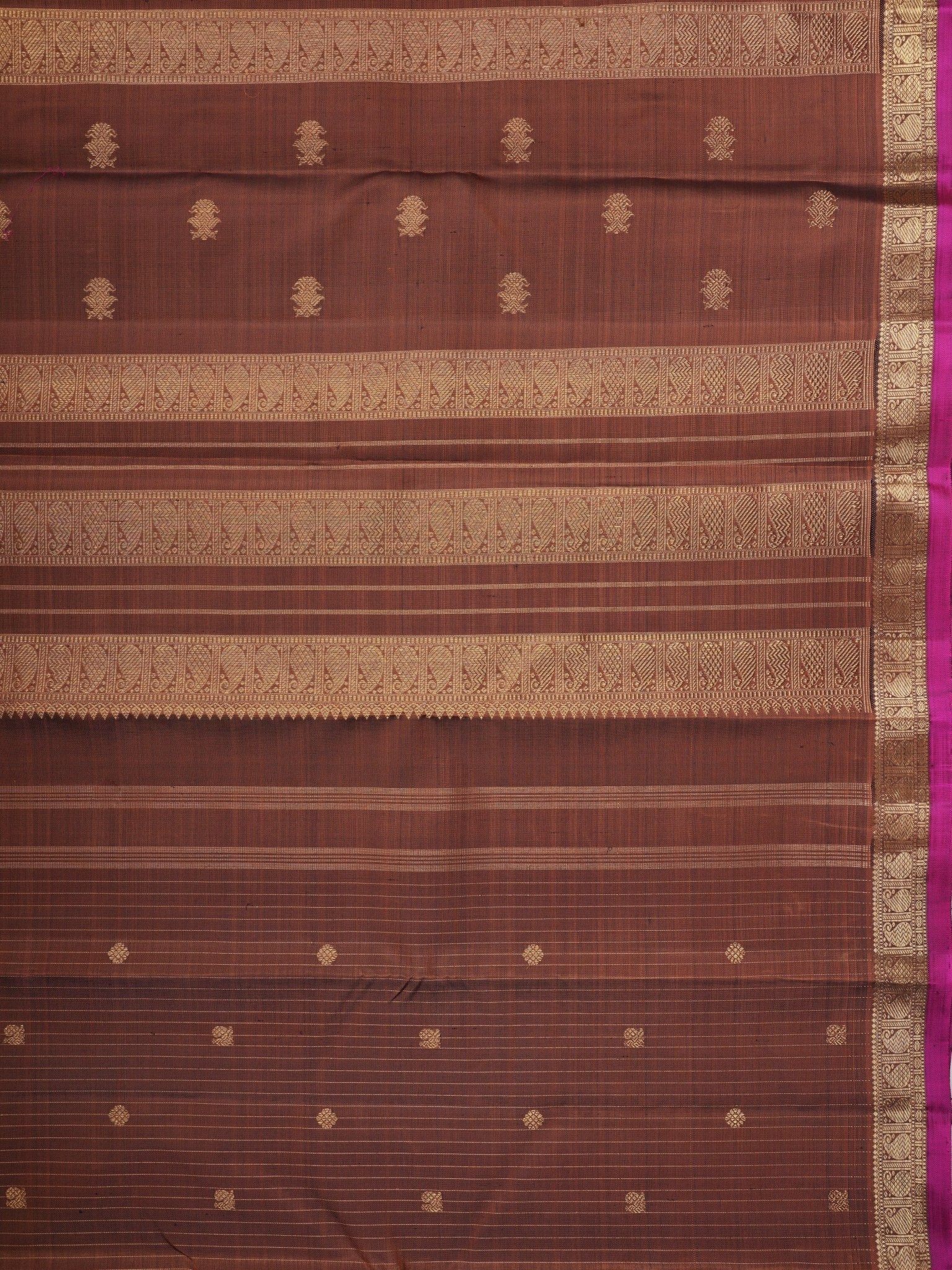 Kanchipuram Silk Brown 100% Pure Silk  Manoranjitham Weaves - Handloom Store