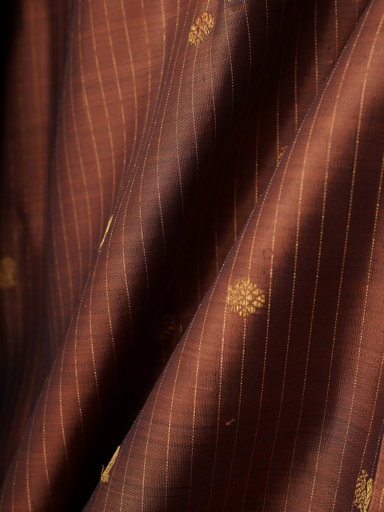Kanchipuram Silk Brown 100% Pure Silk  Manoranjitham Weaves - Handloom Store