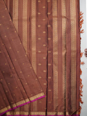 Kanchipuram Silk Brown 100% Pure Silk  Manoranjitham Weaves - Handloom Store