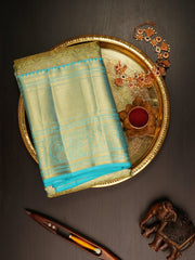 Kanchipuram Silk Teal Green 100% Pure Silk  Manoranjitham Weaves - Handloom Store
