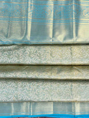 Kanchipuram Silk Teal Green 100% Pure Silk  Manoranjitham Weaves - Handloom Store