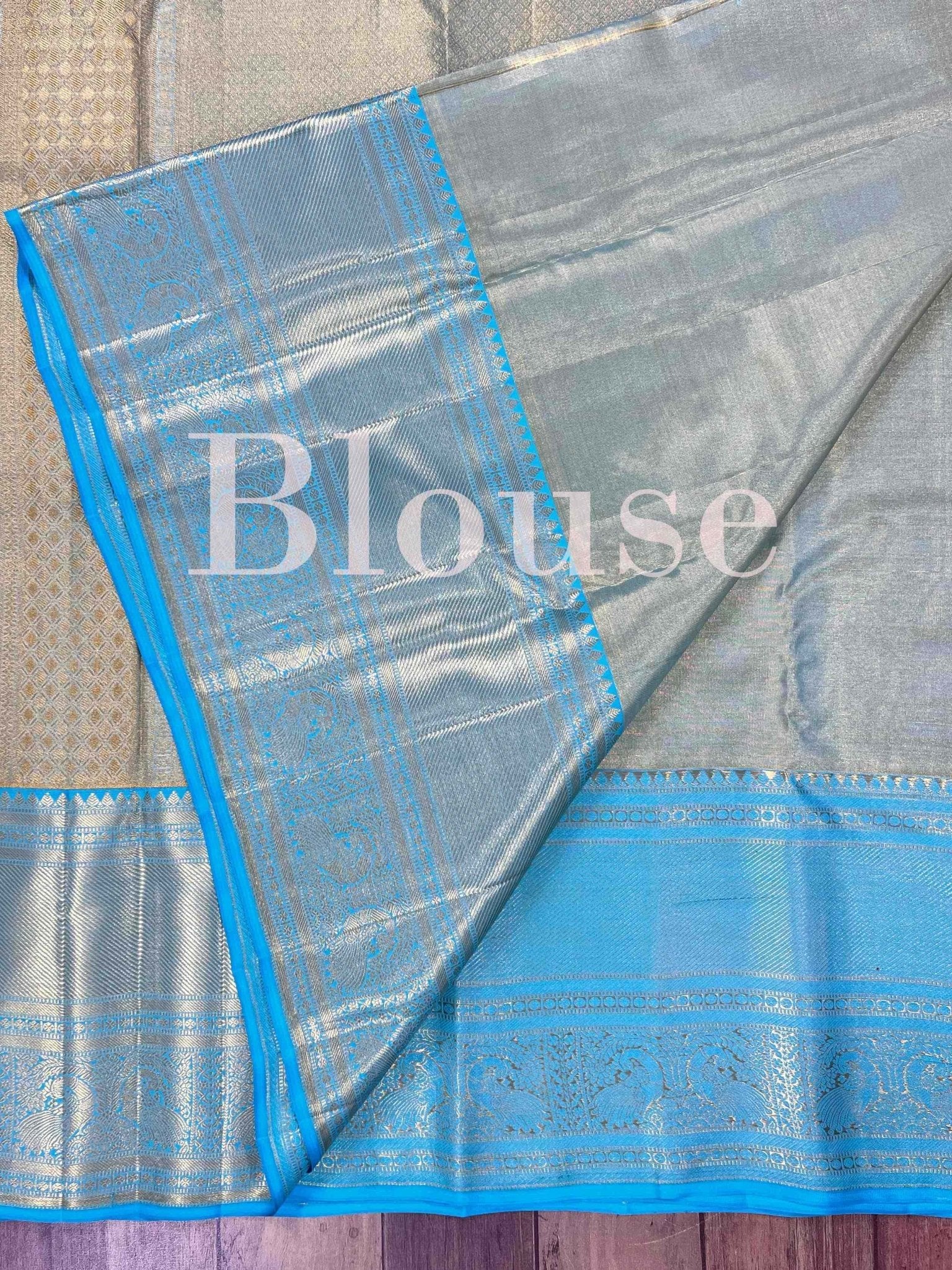 Kanchipuram Silk Teal Green 100% Pure Silk  Manoranjitham Weaves - Handloom Store
