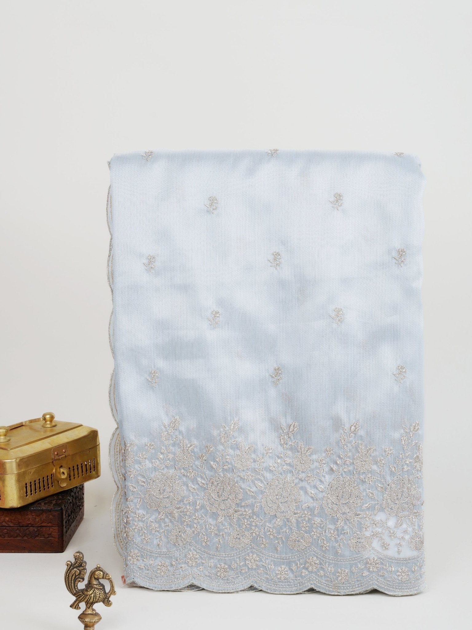 Katan Powder Blue Tissue Manoranjitham Weaves - Handloom Store