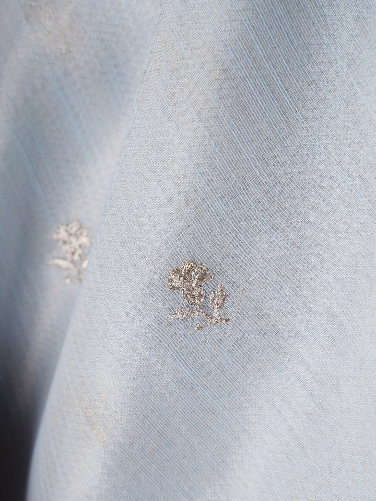 Katan Powder Blue Tissue Manoranjitham Weaves - Handloom Store