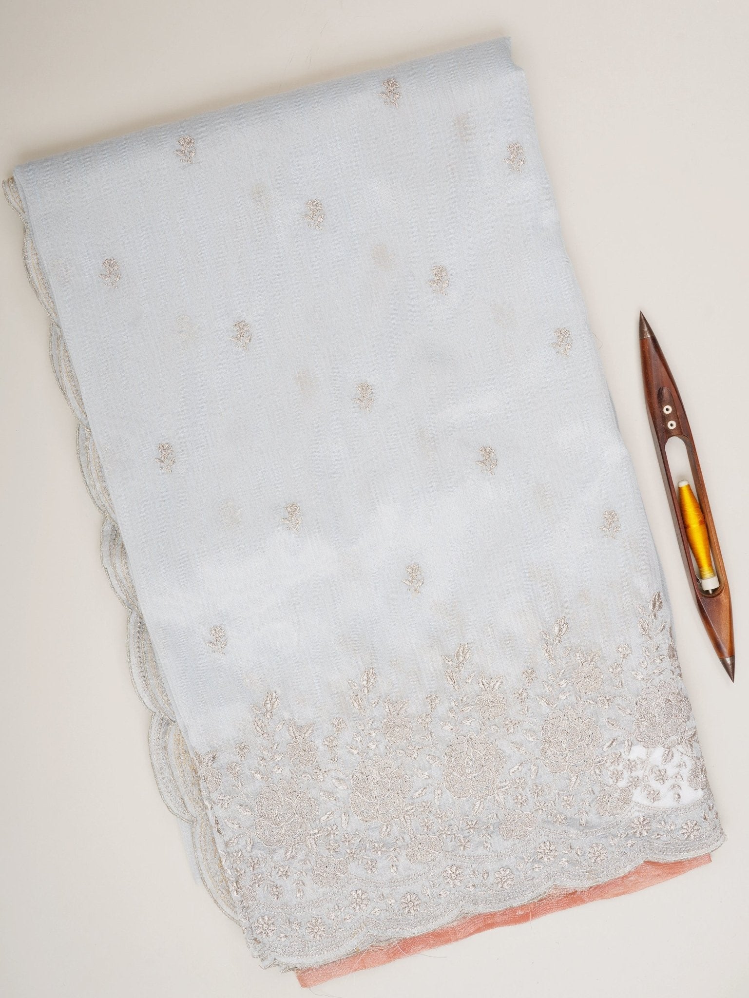 Katan Powder Blue Tissue Manoranjitham Weaves - Handloom Store
