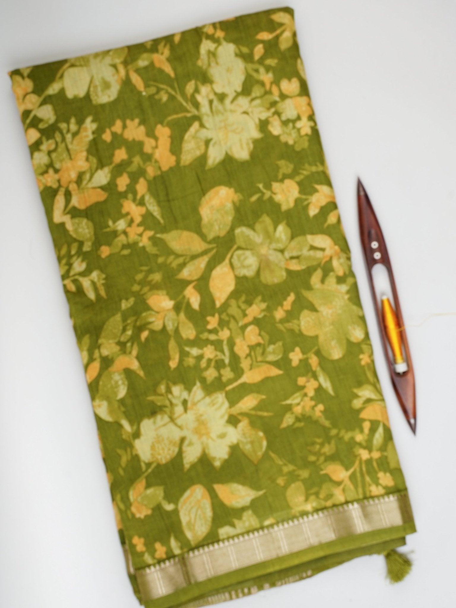 Satin Green  Silk Cotton  Manoranjitham Weaves - Handloom Store