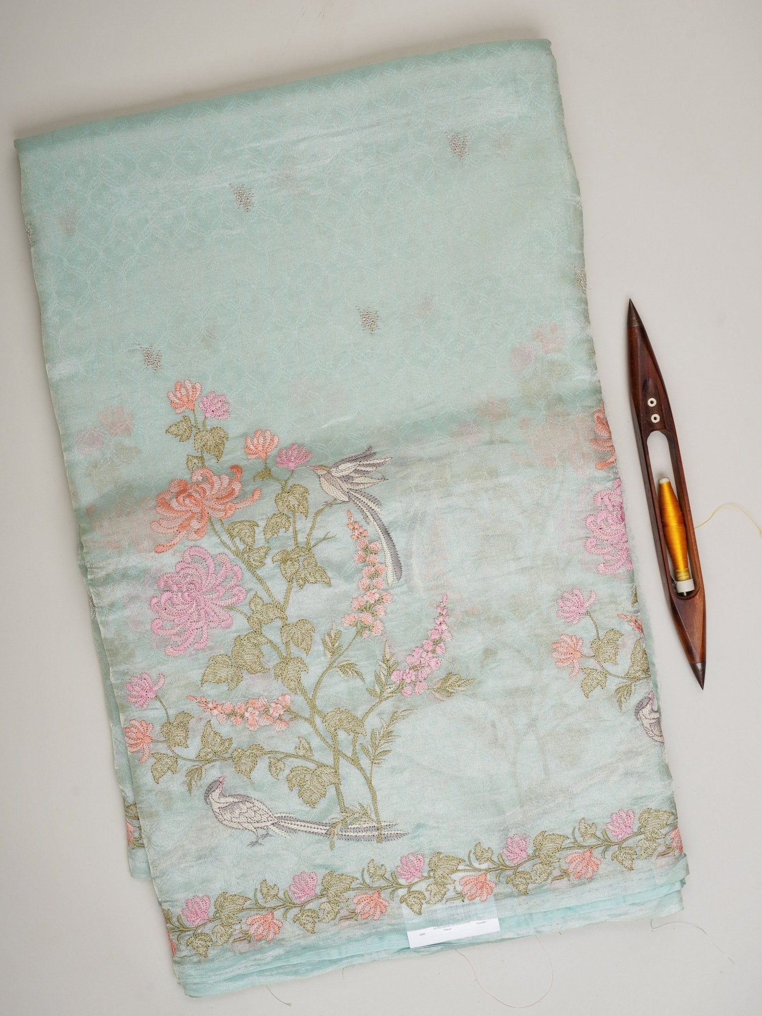 Katan Powder Blue Tissue Manoranjitham Weaves - Handloom Store