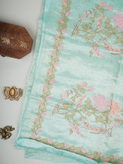 Katan Powder Blue Tissue Manoranjitham Weaves - Handloom Store