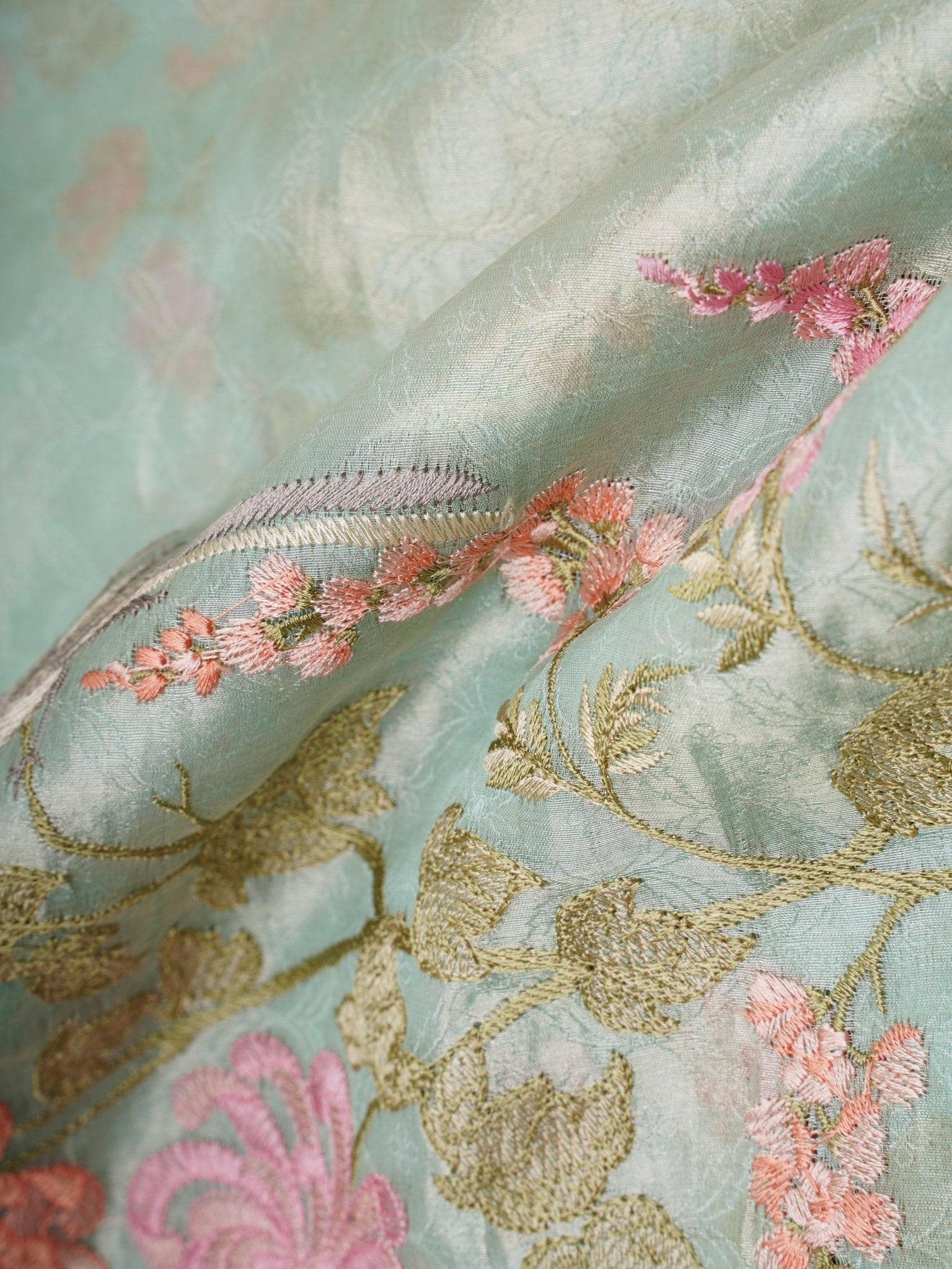 Katan Powder Blue Tissue Manoranjitham Weaves - Handloom Store