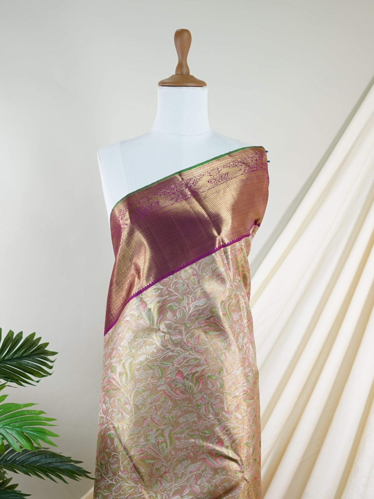 Kanchipuram Silk Sand Stone 100% Pure Silk  - Manoranjitham Weaves - Handloom Store
