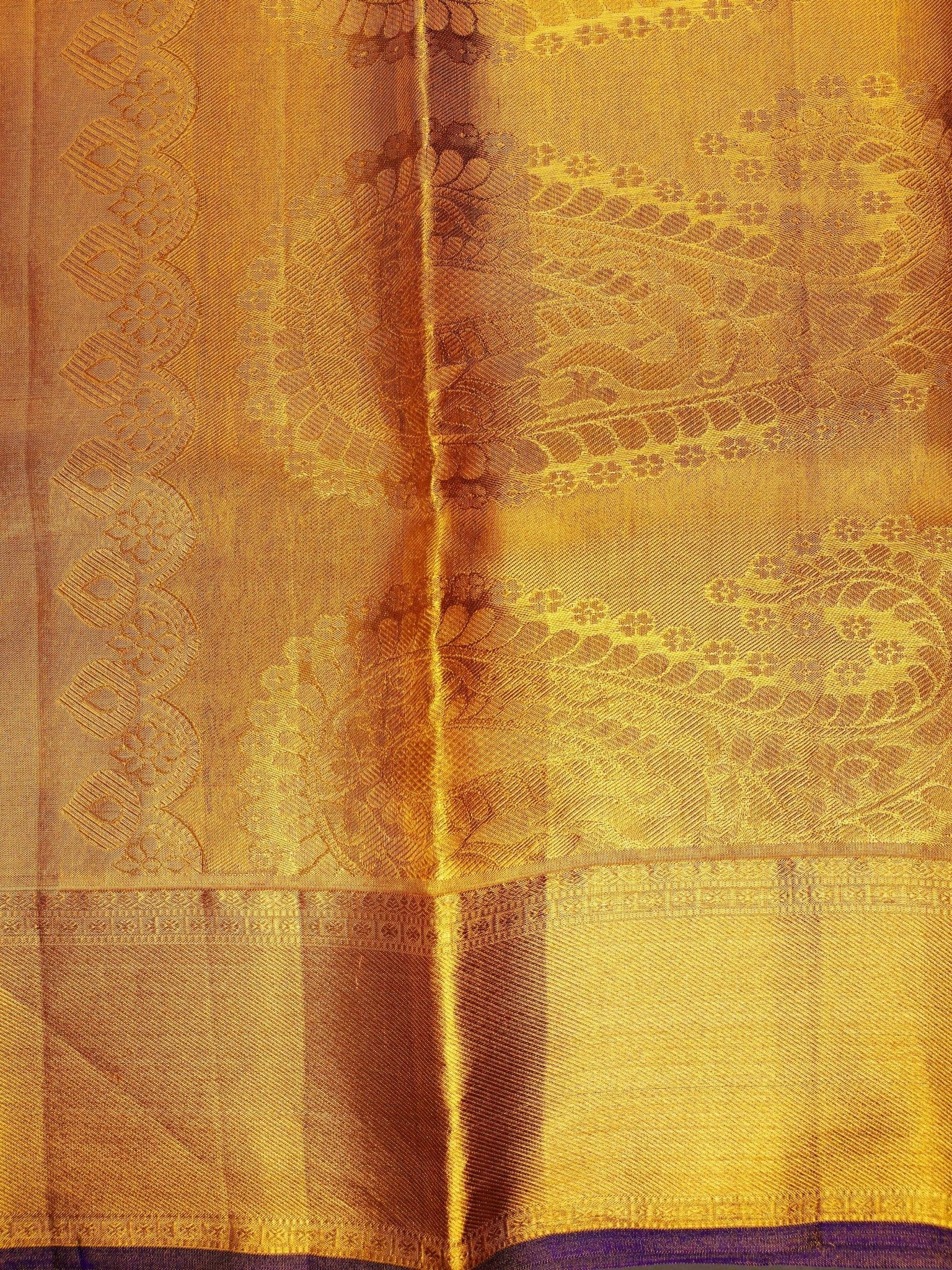 Kanchipuram Silk Gold tissue 100% Pure Silk  Manoranjitham Weaves - Handloom Store