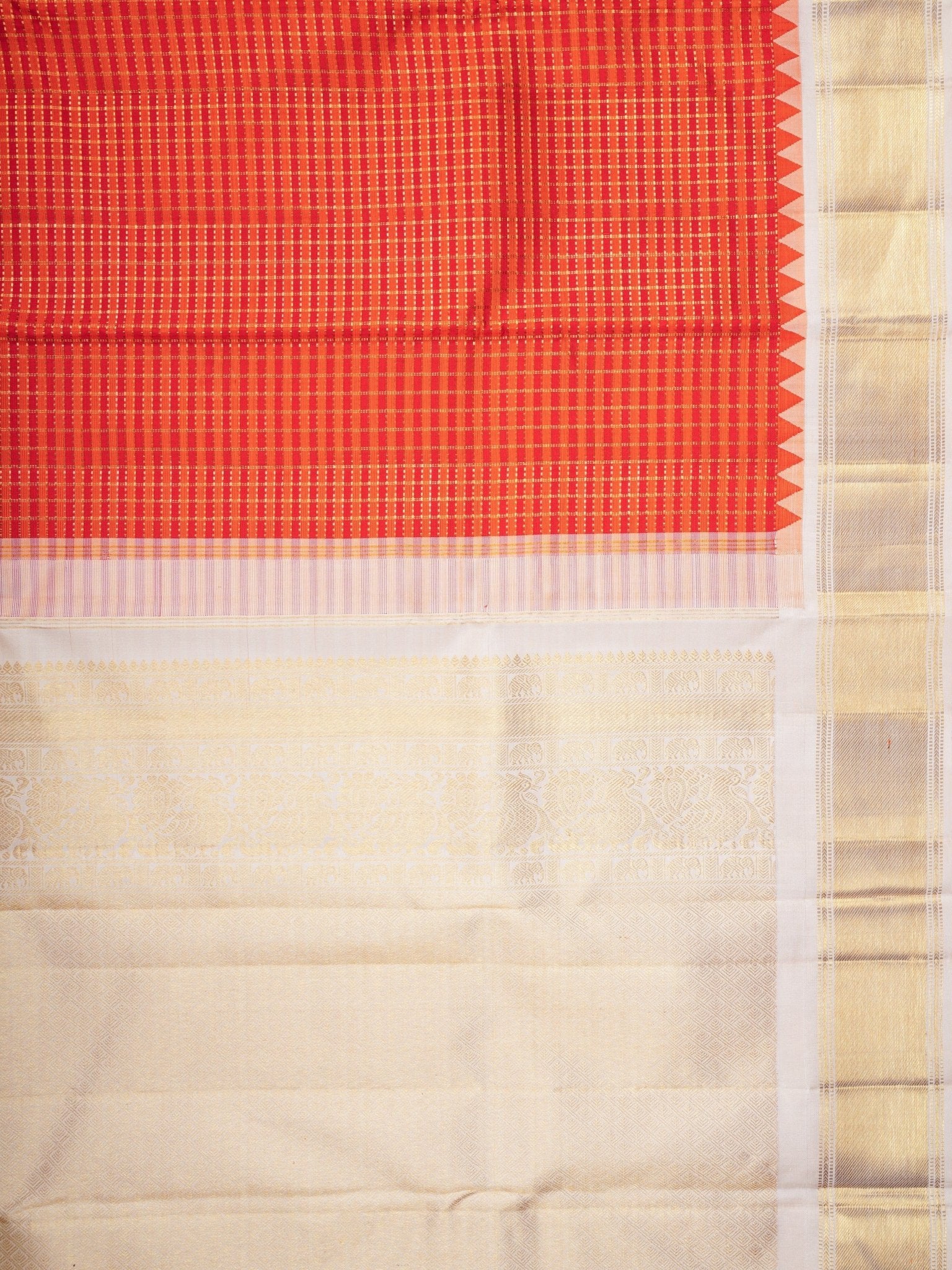 Kanchipuram Silk Red 100% Pure Silk  - Manoranjitham Weaves - Handloom Store