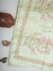 Katan Pista Green Tissue Manoranjitham Weaves - Handloom Store