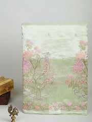 Katan Pista Green Tissue Manoranjitham Weaves - Handloom Store