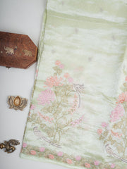 Katan Pista Green Tissue Manoranjitham Weaves - Handloom Store
