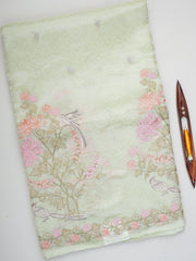 Katan Pista Green Tissue Manoranjitham Weaves - Handloom Store