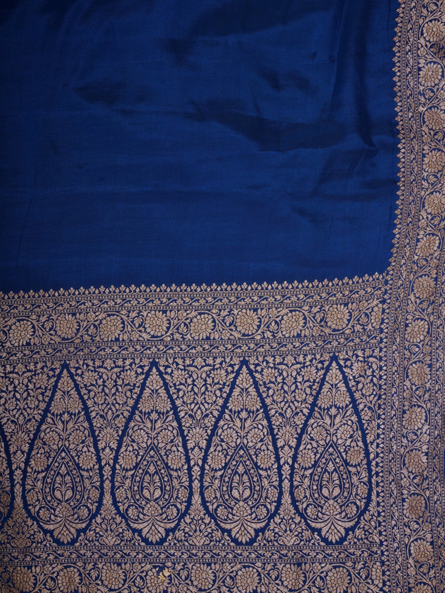 Crepe Peacock Blue 100% Pure Crepe - Manoranjitham Weaves - Handloom Store