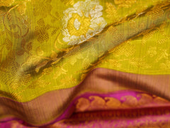 Kanchipuram Silk Olive Green 100% Pure Silk  Manoranjitham Weaves - Handloom Store