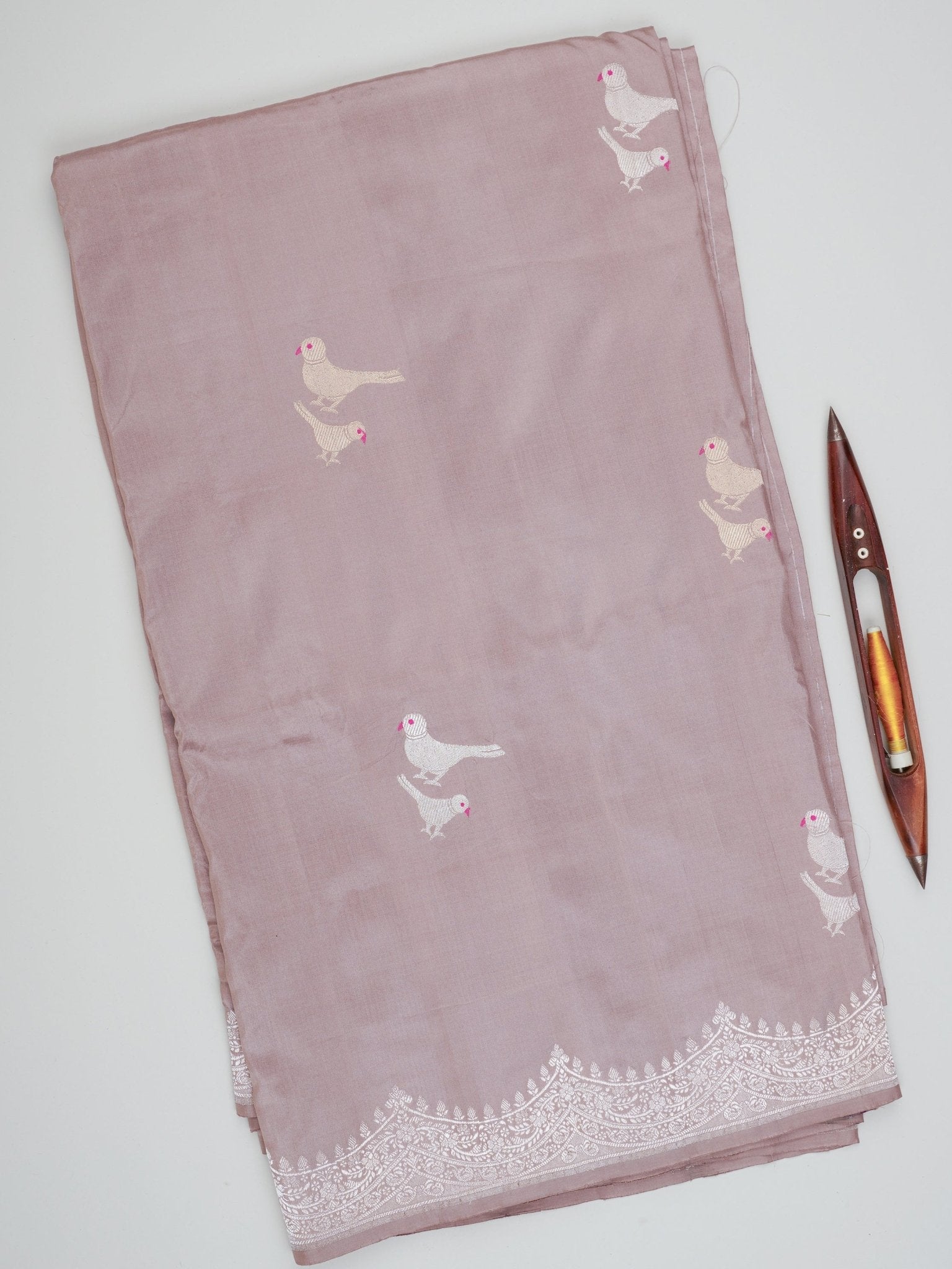 Katan Grey 100% Pure Katan Silk Manoranjitham Weaves - Handloom Store