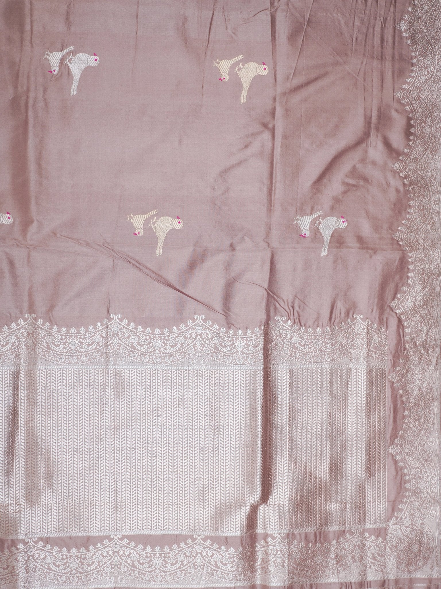 Katan Grey 100% Pure Katan Silk Manoranjitham Weaves - Handloom Store