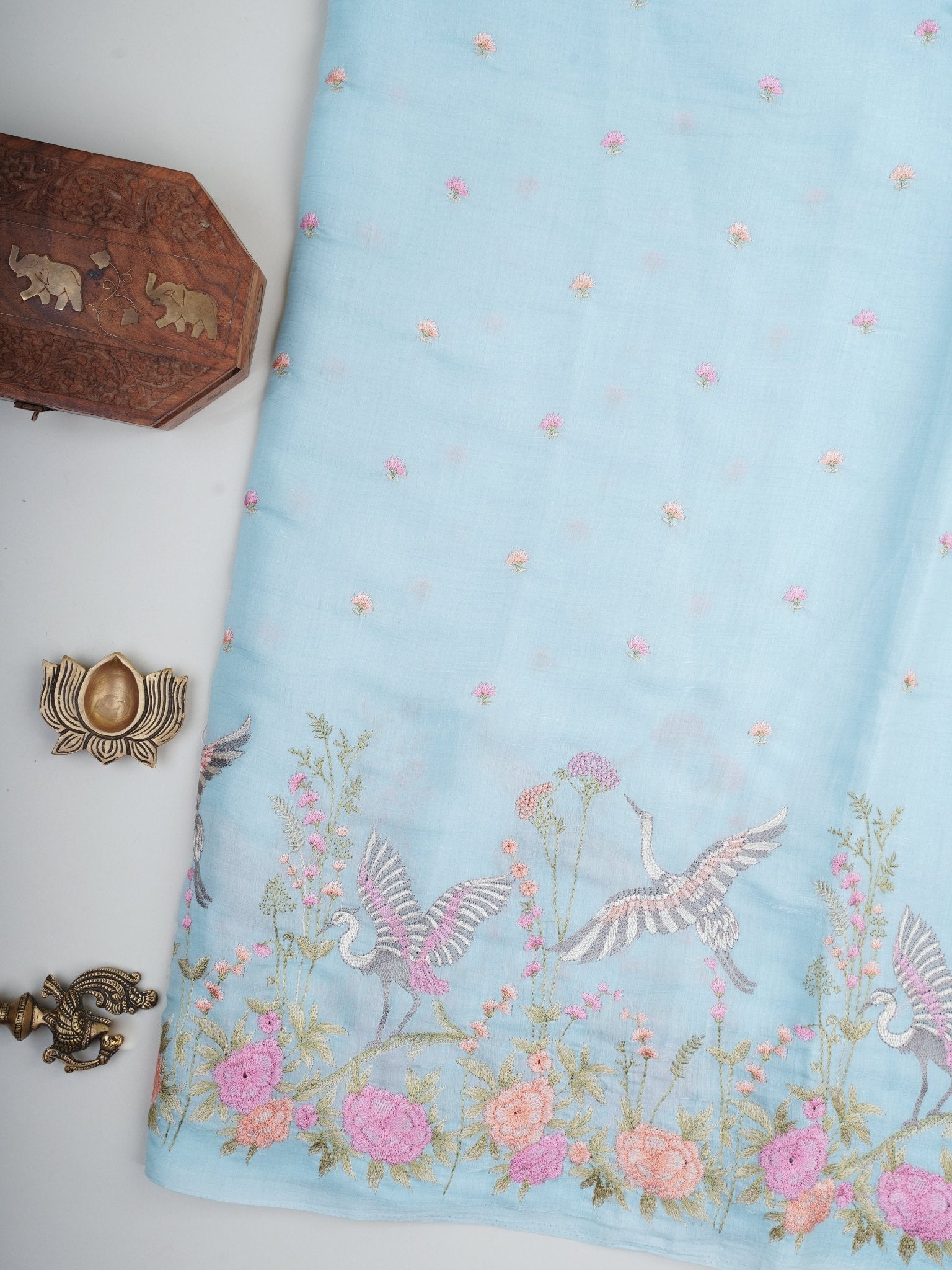 Katan Blue Glass Tissue Manoranjitham Weaves - Handloom Store