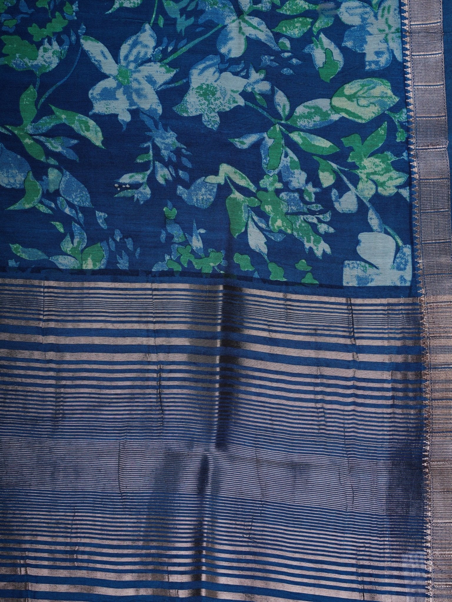 Satin Blue Silk Cotton  Manoranjitham Weaves - Handloom Store