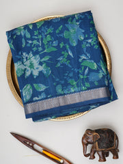 Satin Blue Silk Cotton  Manoranjitham Weaves - Handloom Store