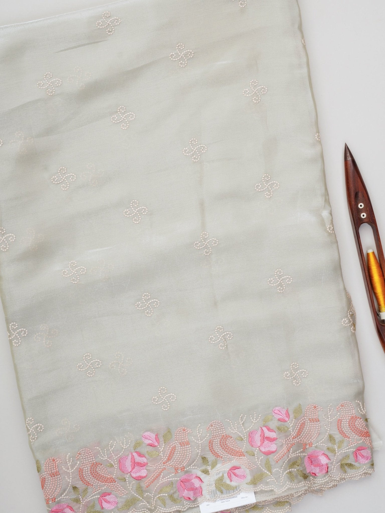 Katan Pista Green Glass Tissue Manoranjitham Weaves - Handloom Store