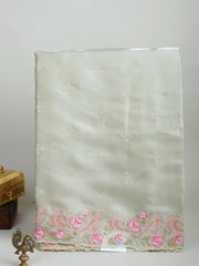 Katan Pista Green Glass Tissue Manoranjitham Weaves - Handloom Store